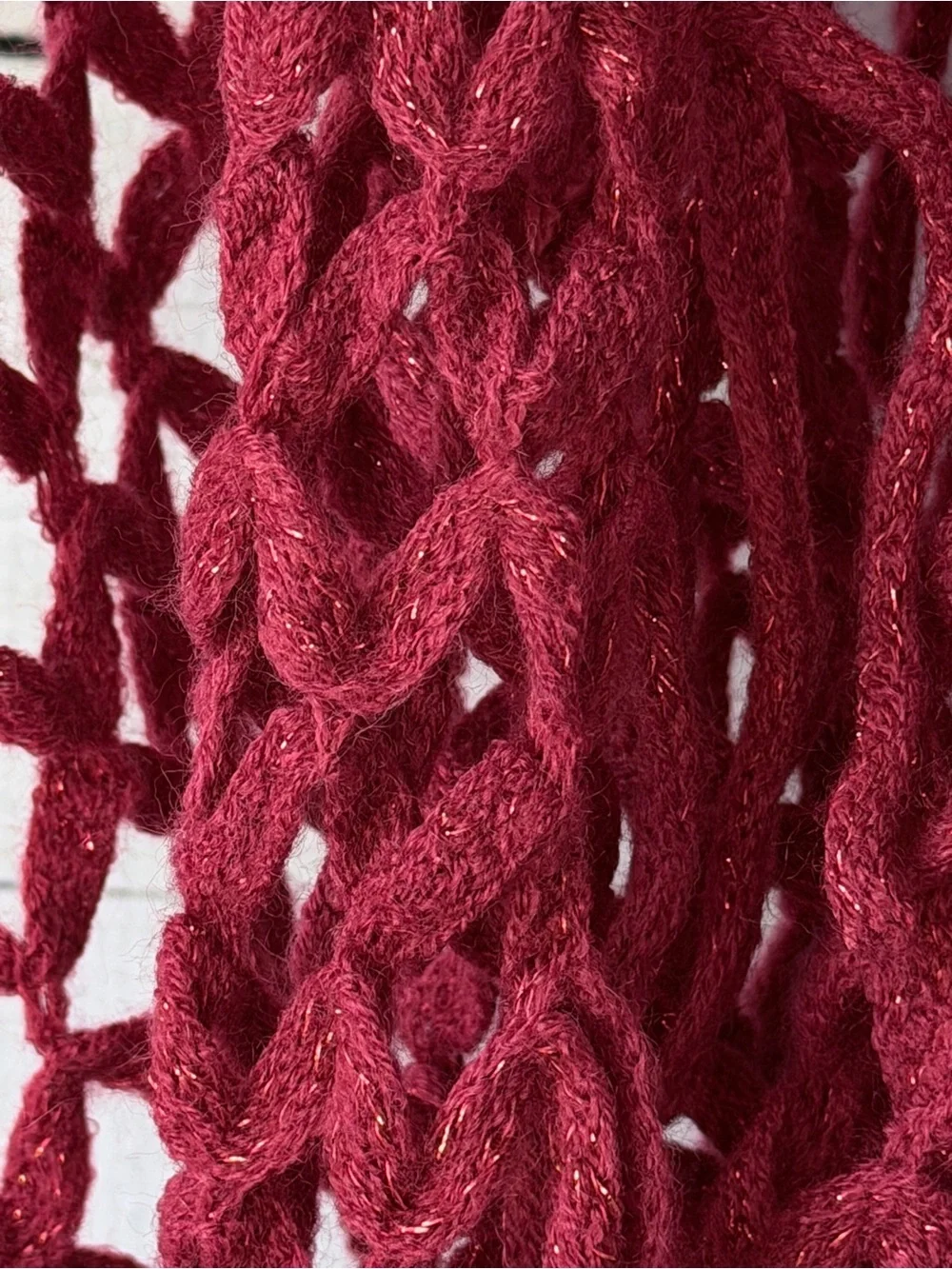 Cozy Open Knit Infinity Scarf in Raspberry